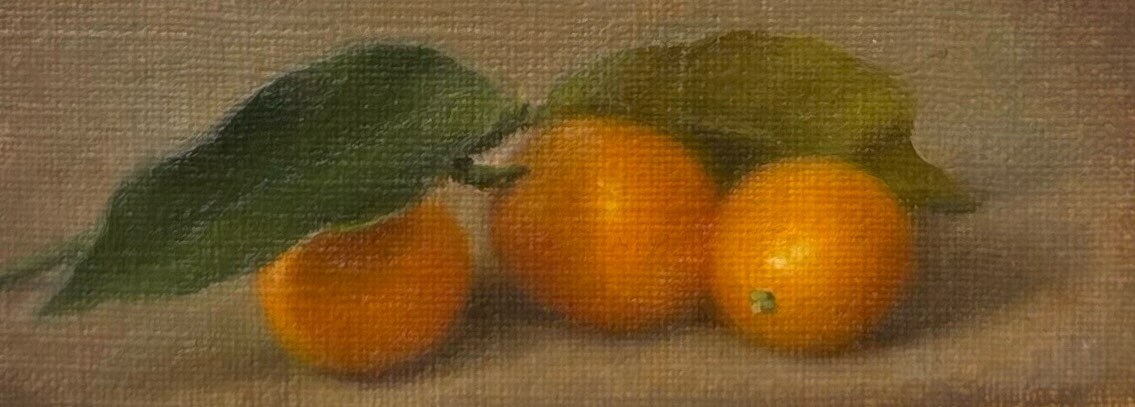 きんかん / Kumquats / 2026 / キャンバスペーパーに油彩 / 3.8×10.2cm