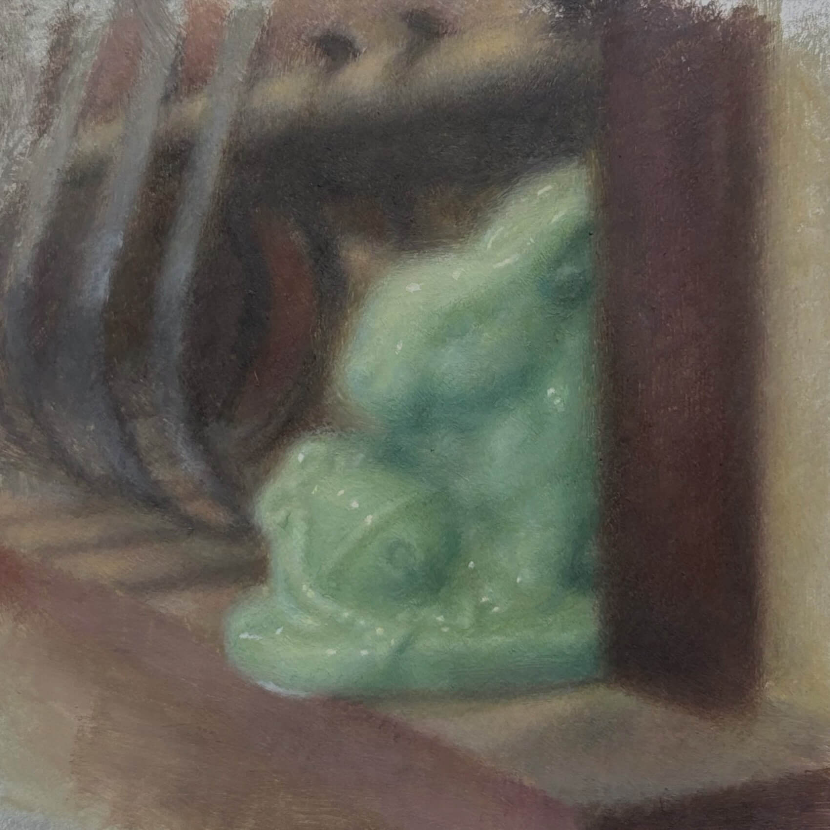 うさぎの置物 / Rabbit Figurine / 2026 / スチール板にに油彩 / 10.0×10.0cm